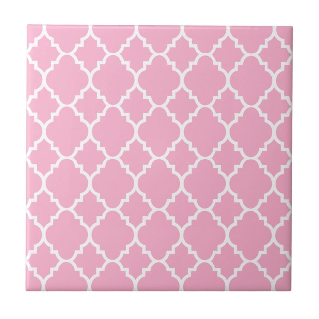 Carreau Quatrefoil blanc rose Motif marocain (Devant)