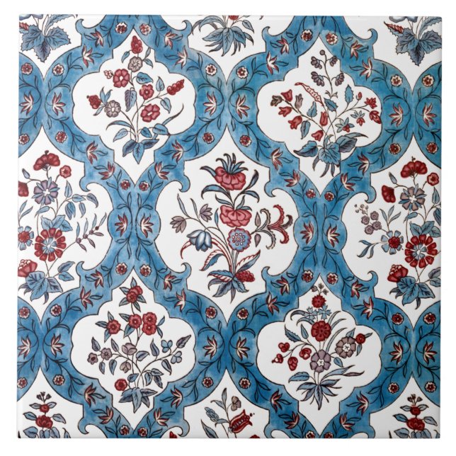 Carreau Quatrefoil coloré bohème floral (Devant)