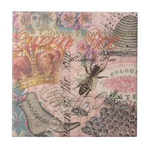 Carreau Queen Bee Vintage magnifique collage