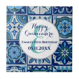Carreau Quinceanera idée cadeau Monogramme Nom Azulejo