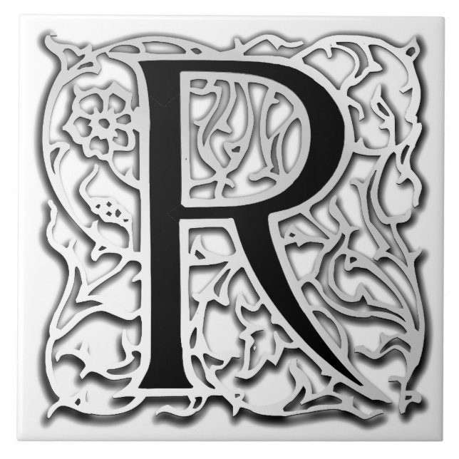 Carreau R Monogramme "Silver Besque" Carrelage en céramiqu (Devant)