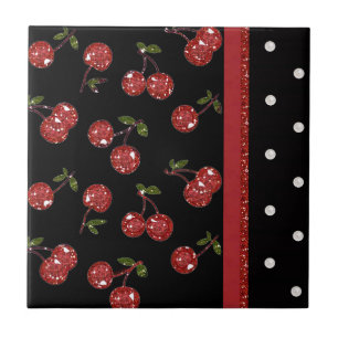 Carreau RAB Rockabilly très cerise cerises Noir