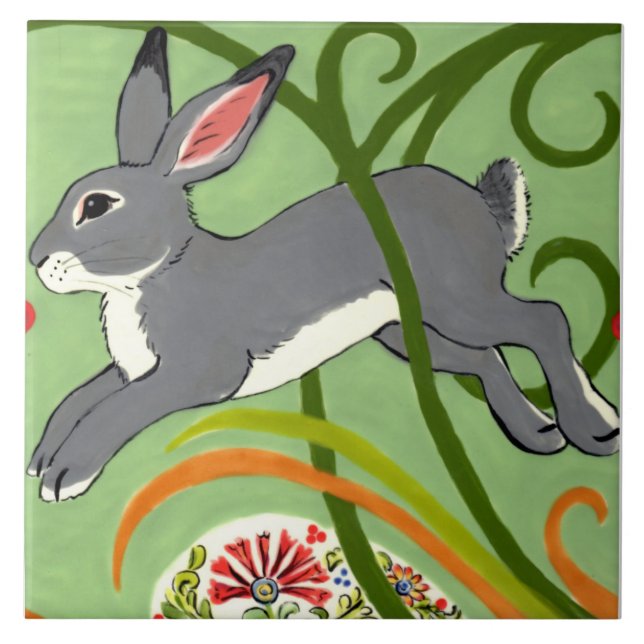 Carreau Rabat gris sur Trivet Design Art Déco Vert (Devant)