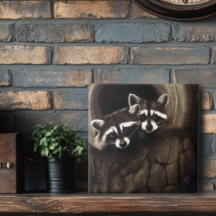 Carreau Raccoons Brown Cute Tree