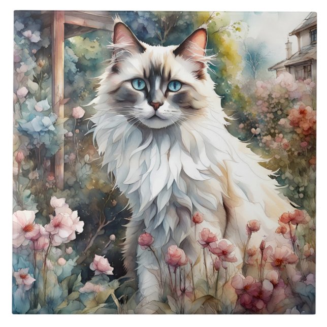 Carreau Ragdoll Chat en anglais Garden (Devant)