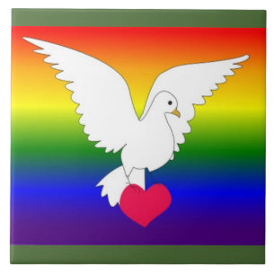 CARREAU RAINBOW HEART DOVE