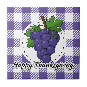 Carreau Raisin sur Plaid violet - Bon thanksgiving