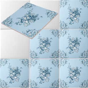 Carreau Raisins et fruits bleus et blancs motif