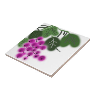 Carreau raisins violets et feuilles vertes