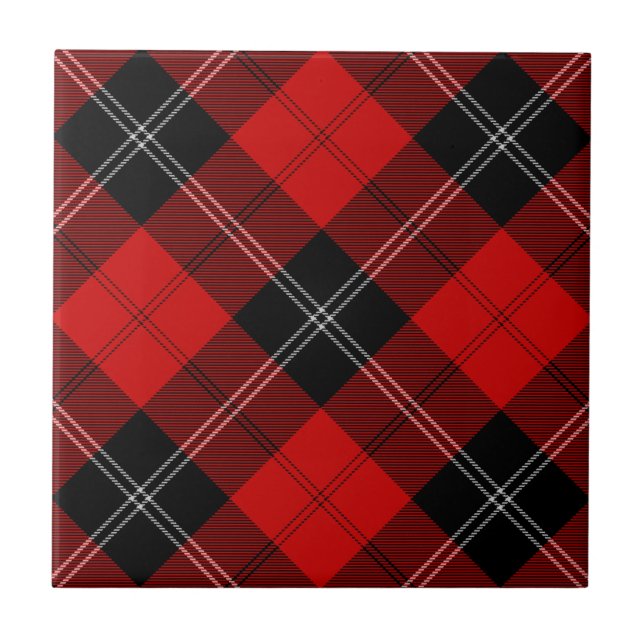 Carreau Ramsay tartan rouge noir plaid (Devant)