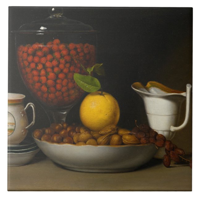 Carreau Raphaelle Peale - Vie morte - Fraises, Noix, (Devant)