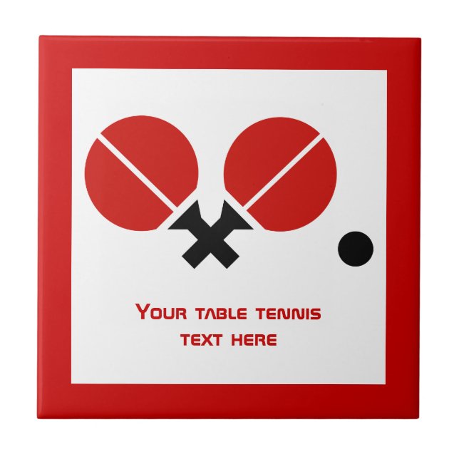 Carreau Raquettes de ping-pong de table et boule noir, rou (Devant)