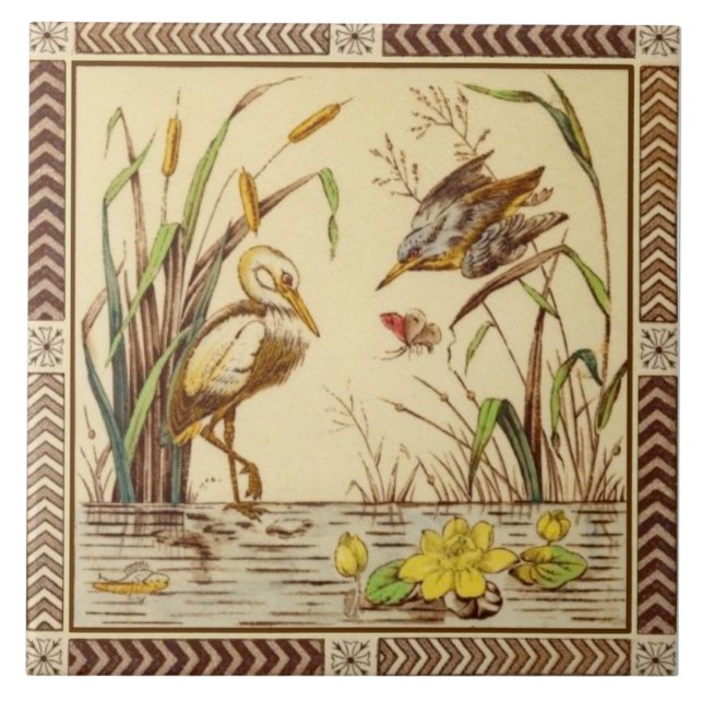 Carreau Rare esthétique Nature Pond Life 1880 Tile Repro (Devant)