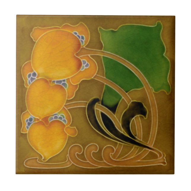 Carreau Rare Marsden c1900 Floral Art Nouveau Repro (Devant)