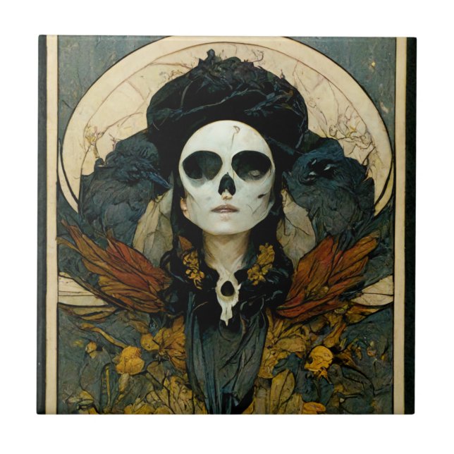 Carreau Raven Sorcière Imaginaire Horreur Goth Gothique (Devant)