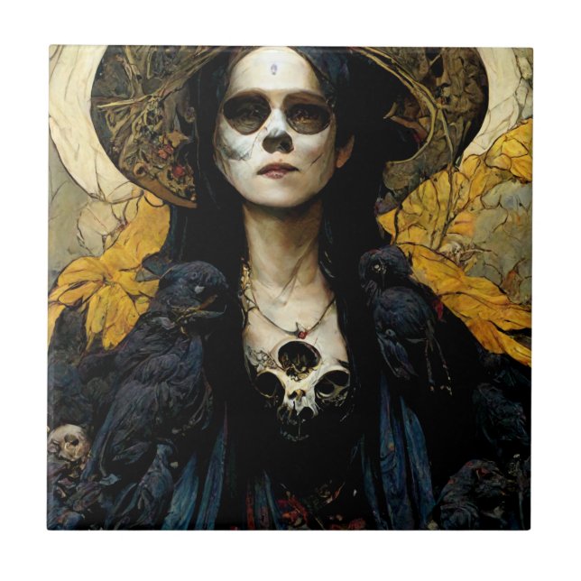 Carreau Raven Witch 3 Imaginaire Horreur Goth Gothique (Devant)