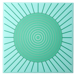 Carreau Rayon de soleil géométrique moderne - Aqua et vert