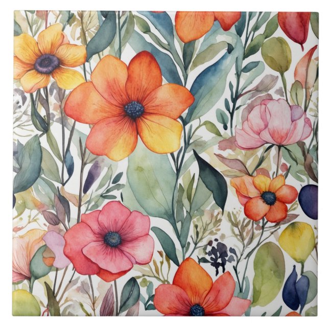Carreau Rayonnement Floral : Un Design Vibrant (Devant)