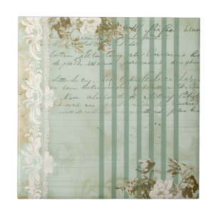 Carreau Rayure de script floral vintage