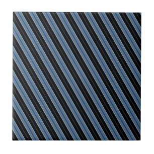 Carreau Rayures bleues noires et blanches en diagonale