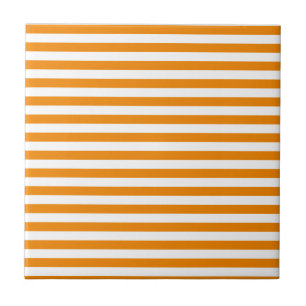 Carreau Rayures minces - blanc et mandarine