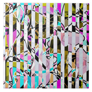 Carreau rayures motif rayées Abstraites beige turquoise p