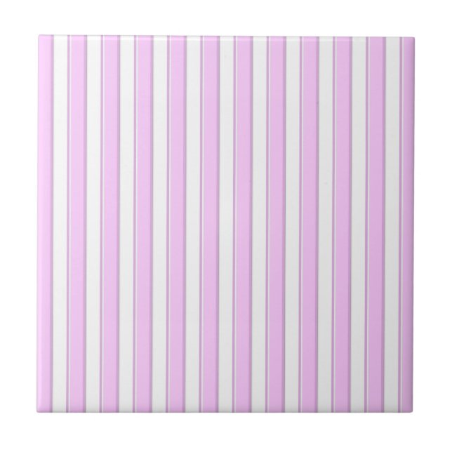 Carreau Rayures roses sur fond blanc (Devant)