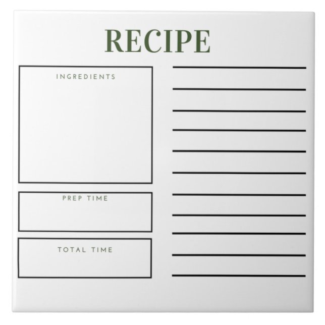 Carreau Recette Carrelage de cuisine en céramique (Devant)
