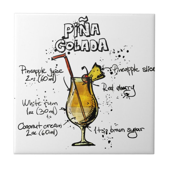 Carreau Recette Pina Colada de cocktail (Devant)