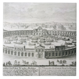 Carreau Reconstruction d'une bataille navale romaine, de