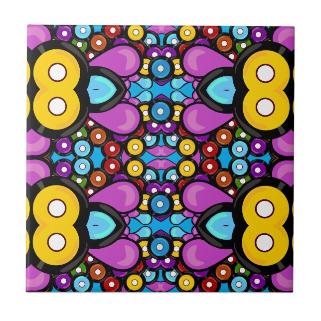 Carreau Record rétro coloré Kaleidoscope Art Abstrait (Devant)