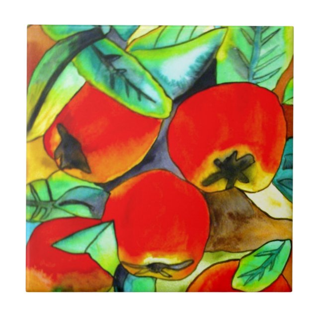 Carreau Red Apples aquarelle art original (Devant)