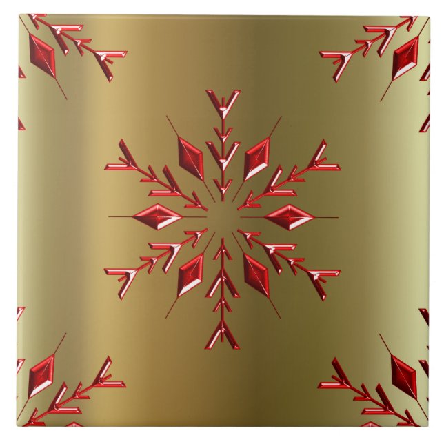 Carreau Red Christmas Stars on Gold (Devant)