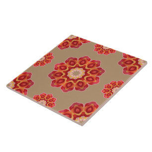 Carreau Red Geo Peony sur Fawn