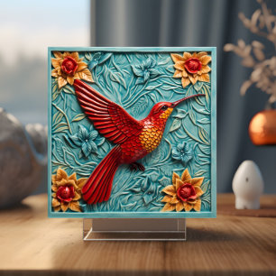 Carreau Red Hummingbird Faux 3D