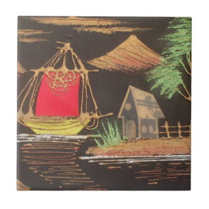 Carreau Red Sailboat Paysage peinture à l'huile Imprimer