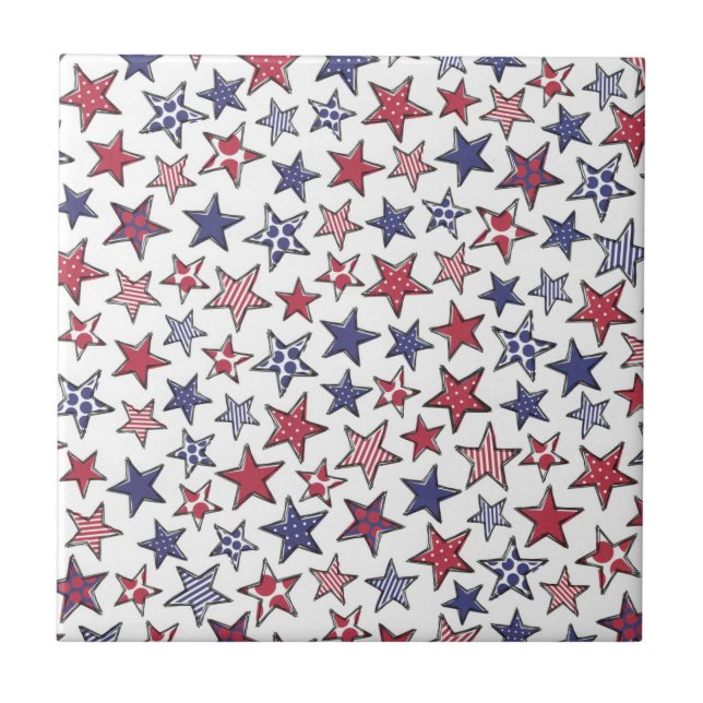 Carreau Red White et Blue Stars Amérique Patriotique  (Devant)