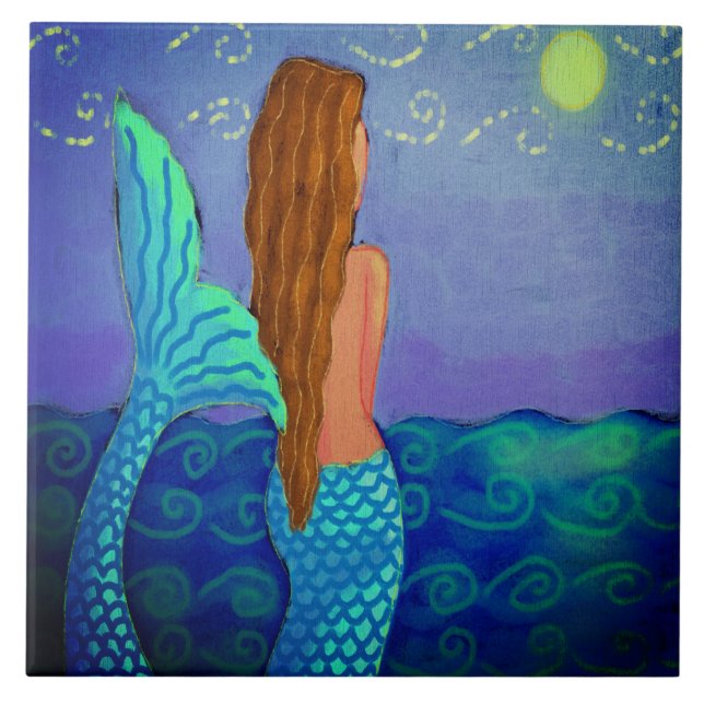 Carreau Regarder la peinture Abstraite de sirène solaire (Devant)
