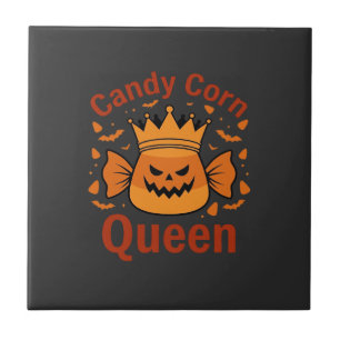Carreau Reine Candy Corn Couronne Halloween Chauves-souris