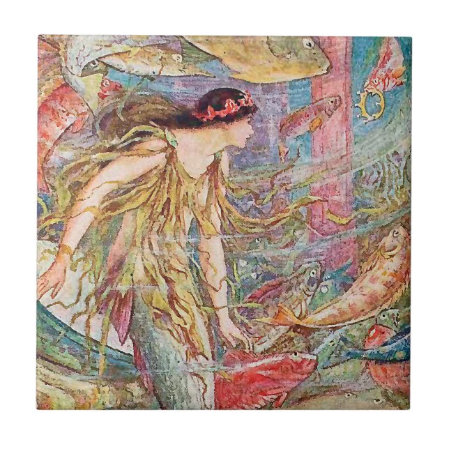 Carreau Reine des poissons - livre féerique orange (Devant)