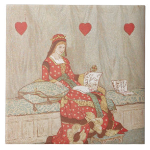 Carreau Reine victorienne des coeurs 1900's Valentine