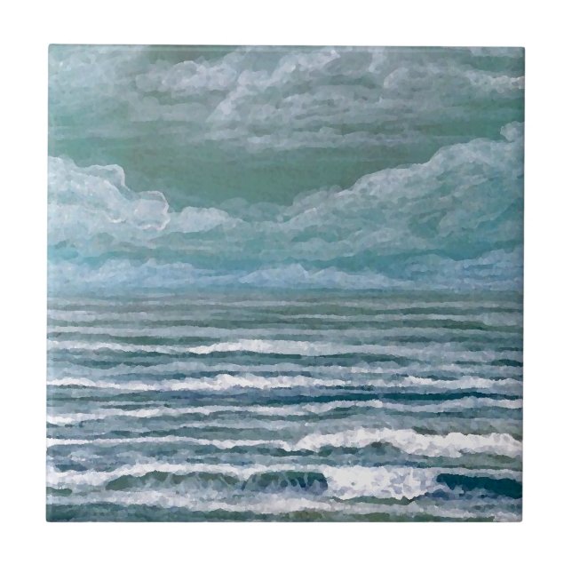 Carreau Remués cadeaux d'art de plage de peinture d'océan (Devant)
