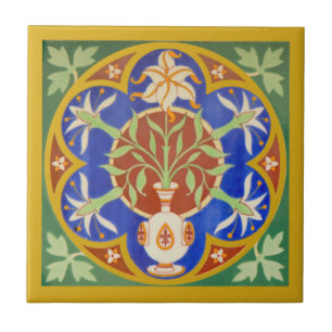 Carreau Renaissance gothique colorée TIle Lilies Fleur de
