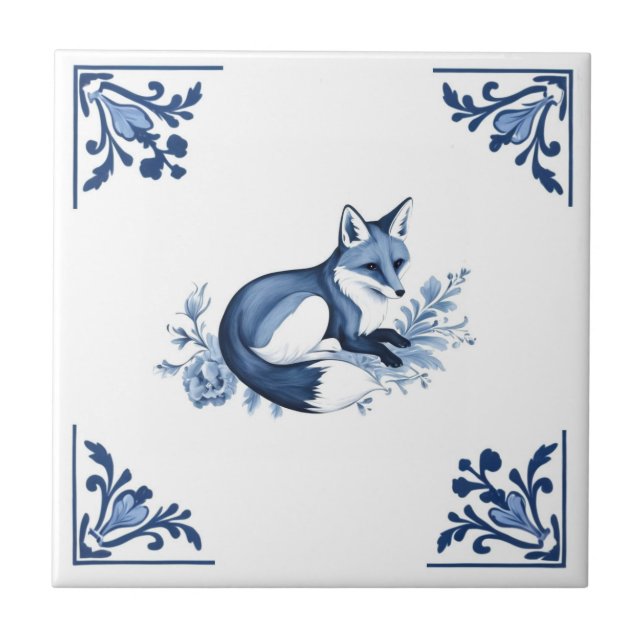 Carreau Renard avec Delft Blue et Blanc Corner Flourdissan (Devant)