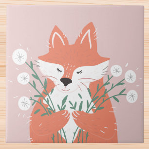 Carreau Renard de corail lunaire avec Dandelions