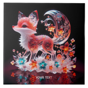 Carreau Renard en verre rouge mignon Imaginaire