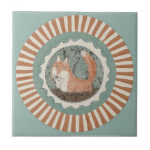 Renard fantaisie bleu terre cuite sarcelle aqua