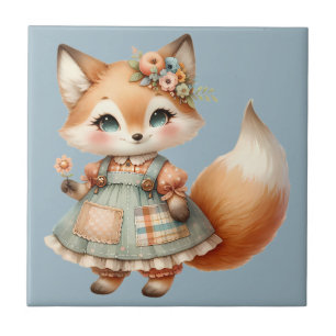 Carreau Renard pastel floral Cottagecore fantaisiste