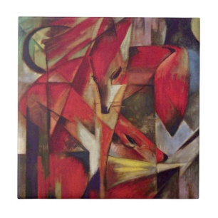 Carreau Renards par Franz Marc, Art Cubisme Abstrait Vinta