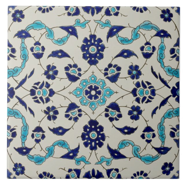 Carreau Répro 1890 Minton Blue Persian Style Transware (Devant)